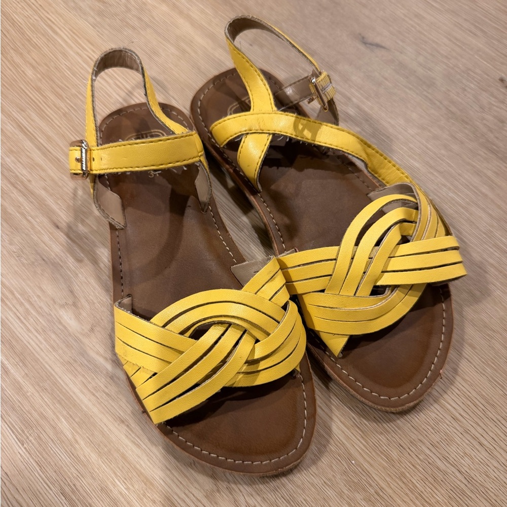 Kids Yellow Woven Slingback Sandals La Redoute (French Brand) size 13